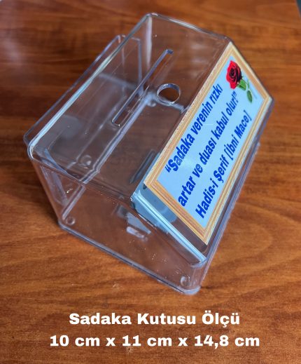 Şeffaf kilitli Broşürlüklü Bağlamalı Sadaka Kutusu